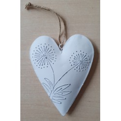 Metall Herz Pusteblume weiss
