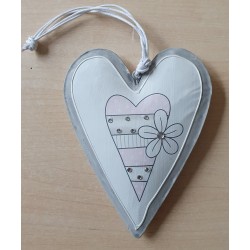 Metall Herz weiss/rosa