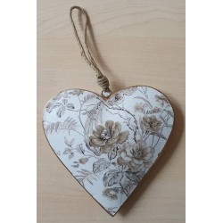 Metall Herz Blumen beige