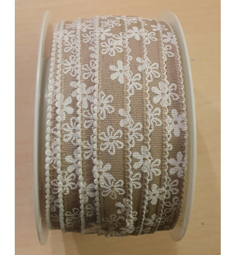 Dekoband Blumen beige