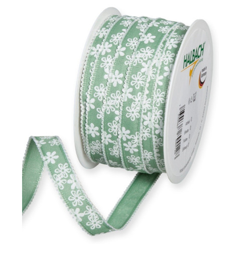 Dekoband Blumen seegrün