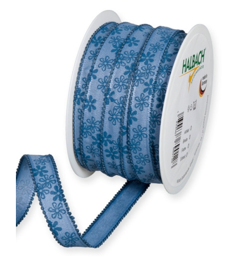 Dekoband Blumen blau