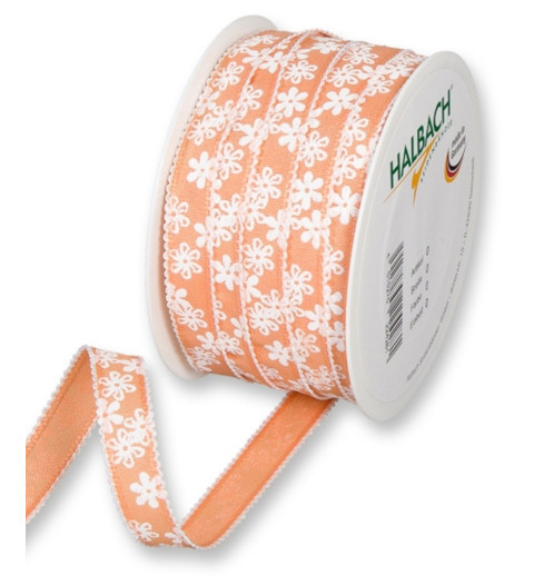 Dekoband Blumen apricot