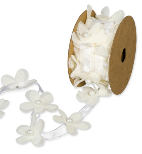 Organza Blumenband creme