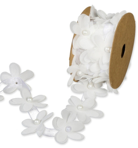 Organza Blumenband weiss