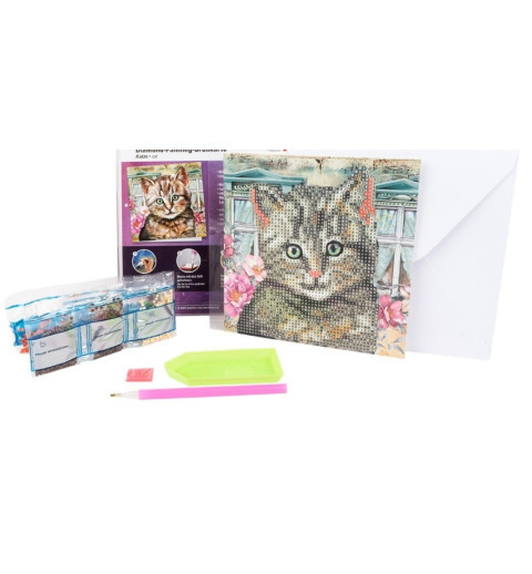 3D Diamant Pixel Karte Katze