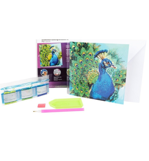 3D Diamant Pixel Karte Pfau
