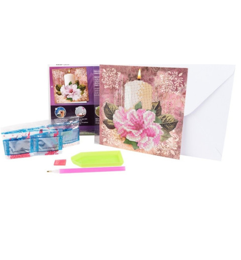 3D Diamant Pixel Karte Kerze/Blume