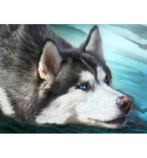 3D Diamant Pixel Bild Husky