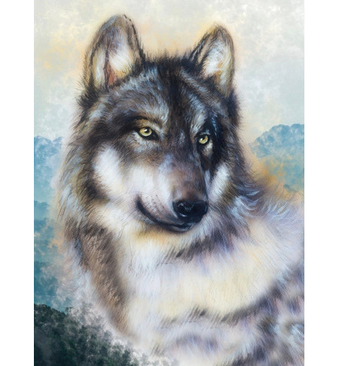 3D Diamant Pixel Bild Wolf