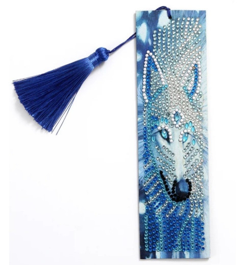 3D Diamant Pixel Lesezeichen Wolf