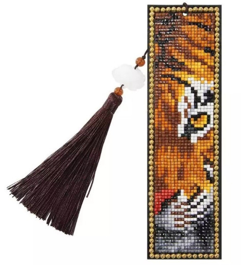 3D Diamant Pixel Lesezeichen Tiger