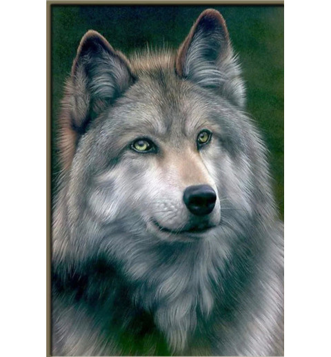 3D Diamant Pixel Bild Wolf