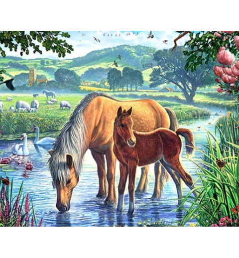 3D Diamant Pixel Bild Pferde