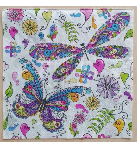 Serviette Schmetterlinge bunt