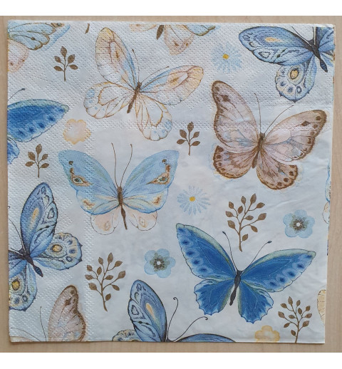 Serviette Schmetterlinge blau/beige