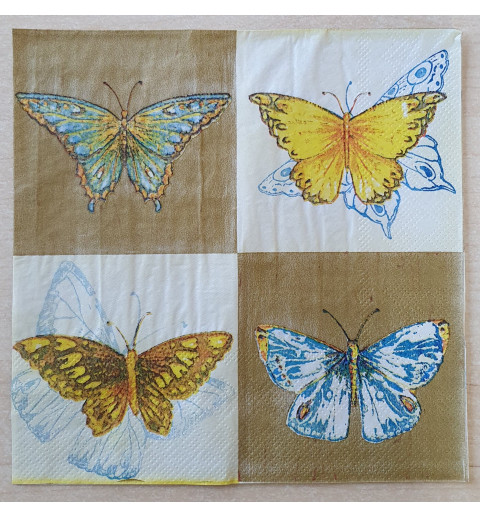 Serviette Schmetterlinge gelb/braun