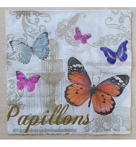 Serviette Schmetterlinge orange/pink