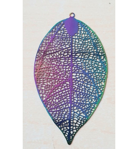 Metall Anhänger Blatt bunt