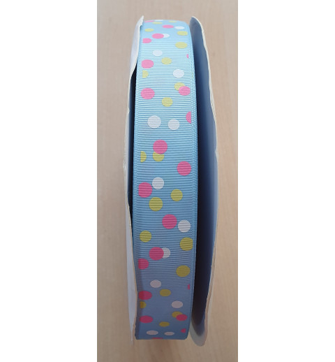 Ripsband Punkte hellblau