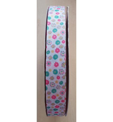 Ripsband Blumen weiss
