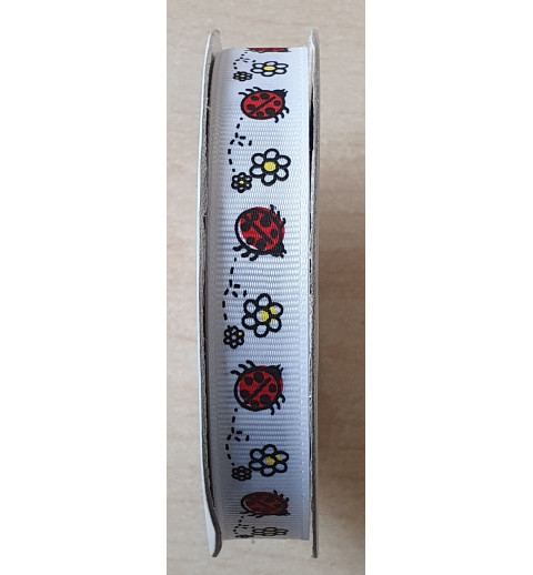 Ripsband Marienkäfer weiss