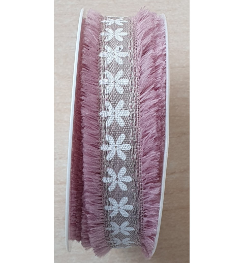 Dekoband Blumen altrosa
