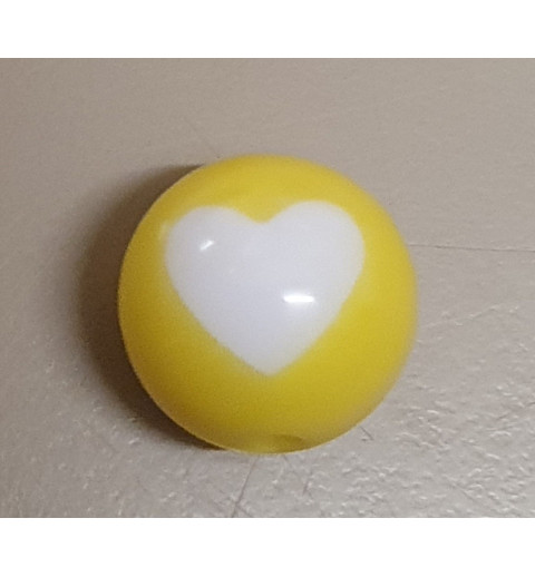 Kunststoff Perle mit Herz gelb