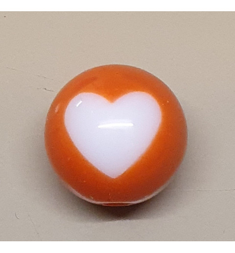 Kunststoff Perle mit Herz orange