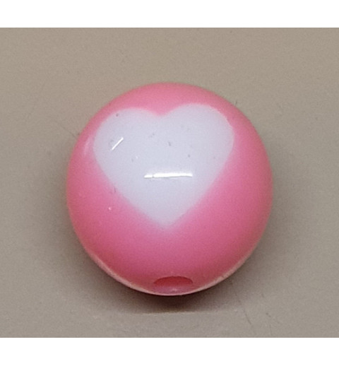 Kunststoff Perle mit Herz rosa