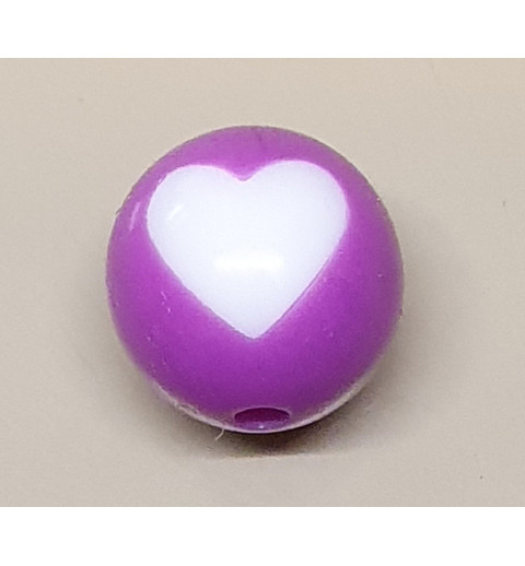 Kunststoff Perle mit Herz magenta