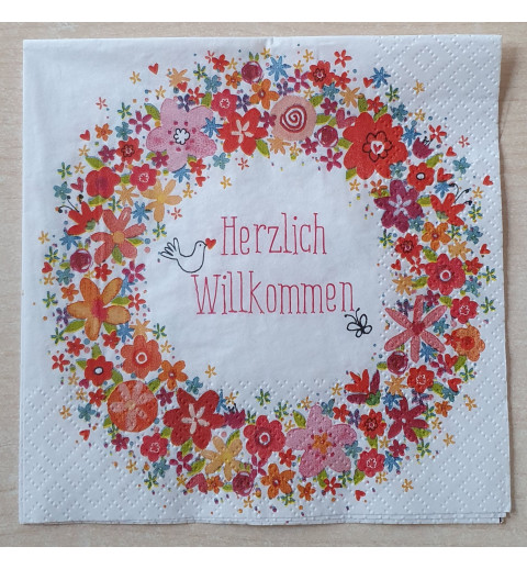 Serviette Herzlich Willkommen