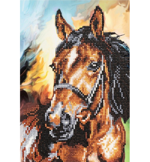 3D Diamant Pixel Karte Pferd