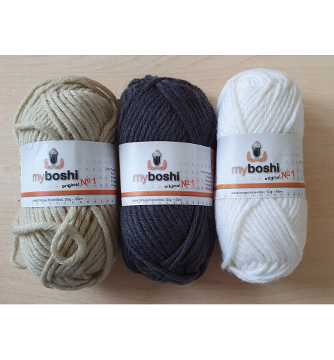 Wolle my boshi grau/weiss/beige