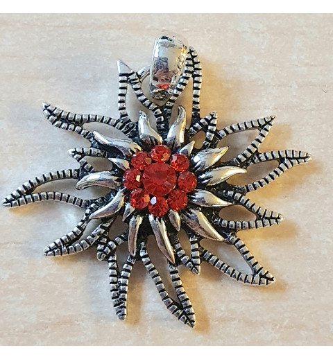 Edelweiss Anhänger rot