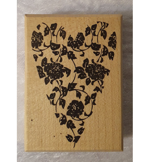 Holz Stempel Herz aus Rosen