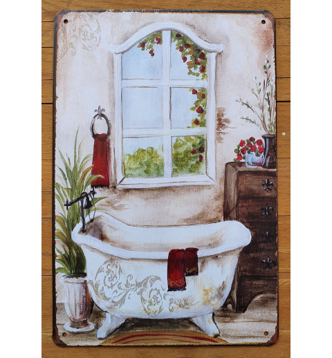 Metall Schild Badewanne