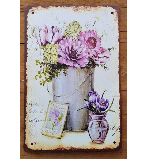 Metall Schild Blumen