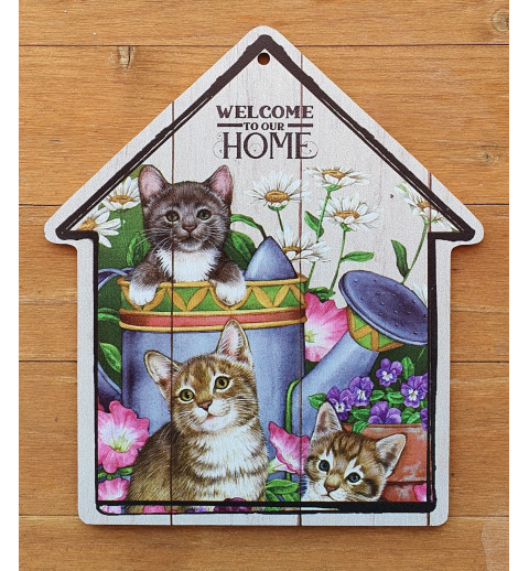Holz Schild Katzen