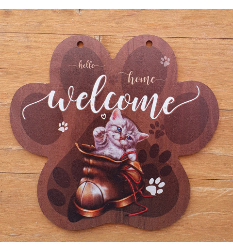 Holz Schild Katze braun