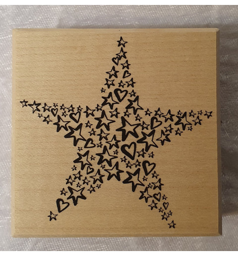 Holz Stempel Stern mit Herzen