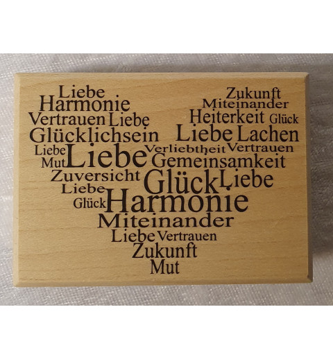 Holz Stempel Herz mit Wörter