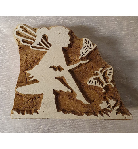 Holz Stempel Geschnitzt Elfe