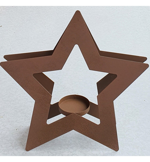 Metall Stern Teelicht braun