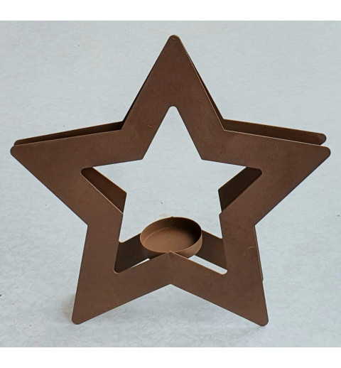 Metall Stern Teelicht braun