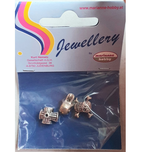 Grossloch Metall Perlen Set Totenkopf