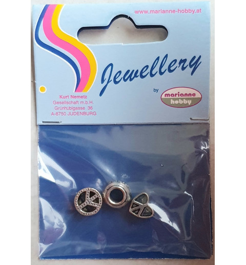 Grossloch Metall Perlen Set Peace