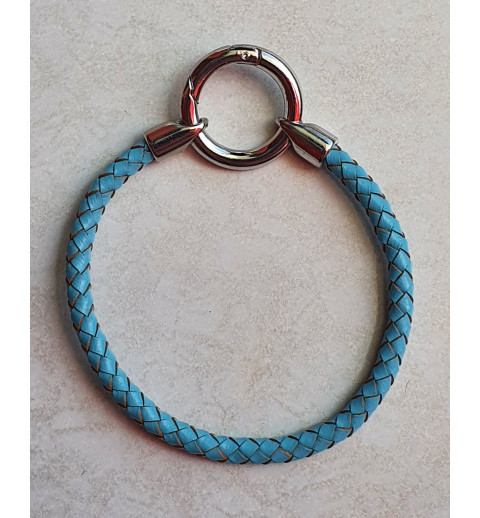 Leder Armband mit Wechselanhänger türkis