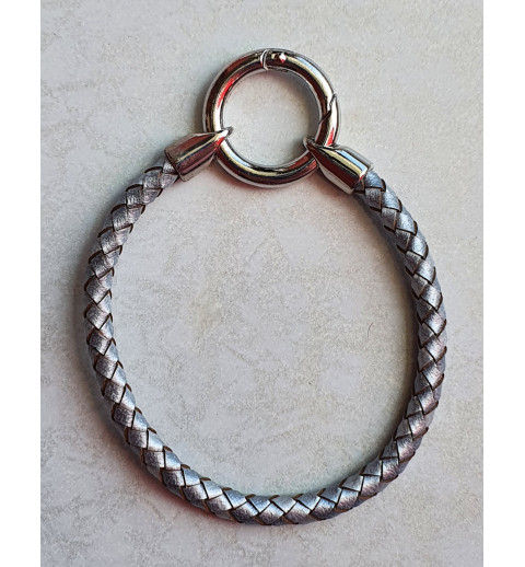 Leder Armband mit Wechselanhänger grau