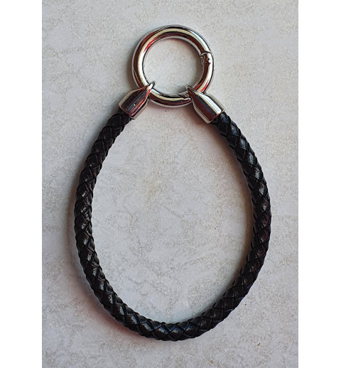 Leder Armband mit Wechselanhänger schwarz